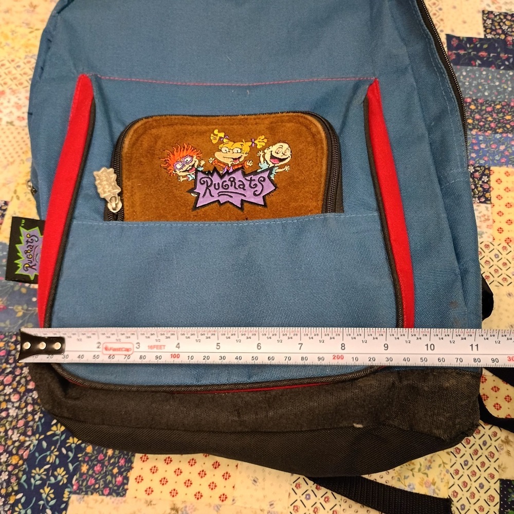 Vintage Rugrats 1997 Backpack Book Bag Blue With Suede Accent Embroidered - Picture 7 of 9
